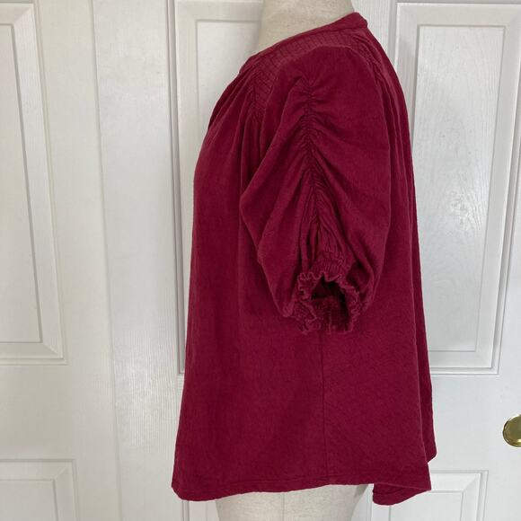 Free People ruched sleeve top, womens oversize xs short sleeve peasant blouse - Picture 2 of 12